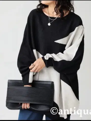 antiqua 뉘앙스 패턴 돌먼 니트 미사용 새상품