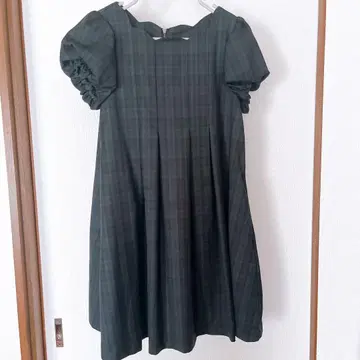 MIIA 체크 스캘럽 A라인 원피스