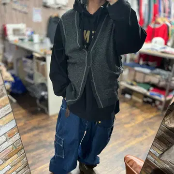 니트 베스트 가디건 블랙 베스트 XL 사이즈 상당