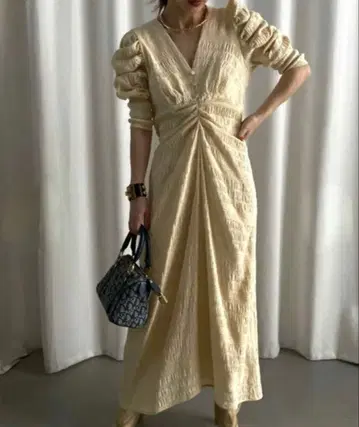 AMERI VINTAGE BACK OPEN GATHER DRESS