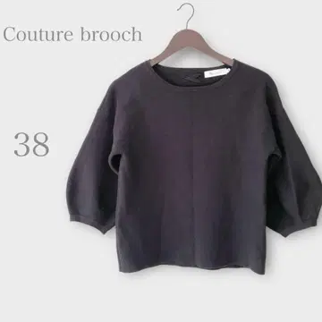 쿠튀르 브로치 볼륨 슬리브 니트 백리본 블랙 M