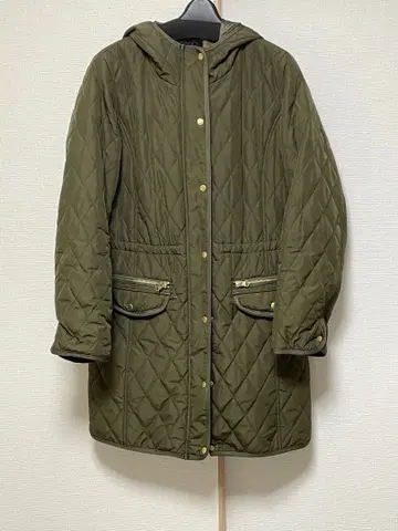 [ 새상품급 ] 올리브색 퀼팅 롱 코트 LL