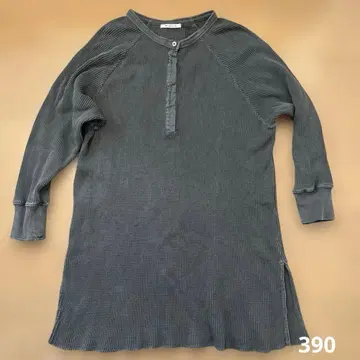 PUAL CE CIN 그레이 와플 긴팔 튜닉