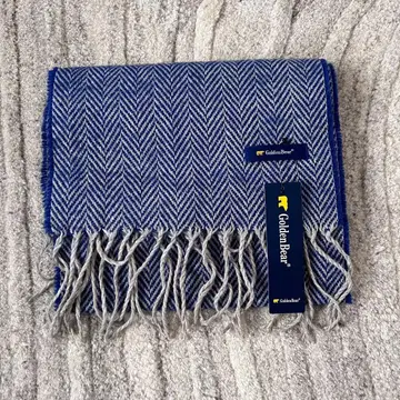 [ 새상품 ] Golden Bear 머플러 블루 골든 베어 헤링본