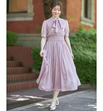 토코 클로젯 2WAY 허리 셔링 보타이 리본 시어 원피스