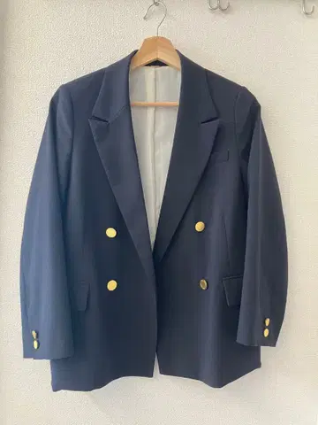 미라 오웬 네이비 더블 브레스트 자켓 골드 버튼
