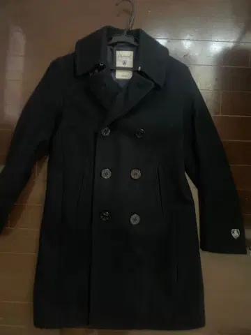 Occidental 네이비 더블 브레스트 피 코트