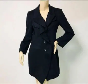 네이비 더블 브레스트 롱 코트