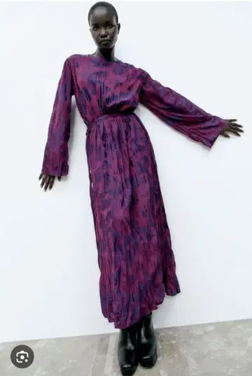 택 포함 새상품 ZARA 허리 리본 올 패턴 원피스 드레스 플라워