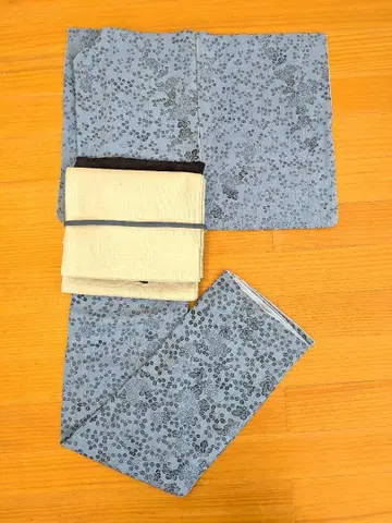 파란색 꽃무늬 코몬 기모노 화장 64