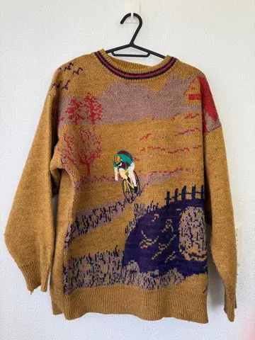 NEW SUN 자전거 디자인 니트 스웨터 L