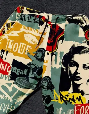 컬러풀 그래픽 프린트 팬츠 XXL