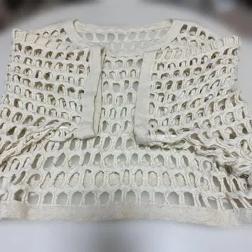 아이보리 울 100% 넷 편직 상의 사이즈 38