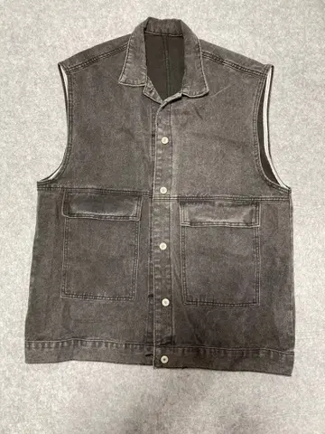 다크 그레이 데님 자켓 오버 사이즈 베스트
