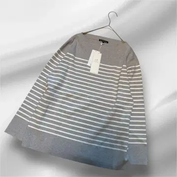 빅 사이즈! 택 포함 새상품/코튼 캐시미어/보더 니트 44