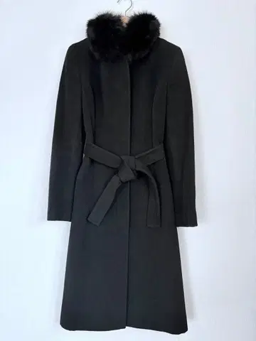 퍼 포함 블랙 롱 코트 M