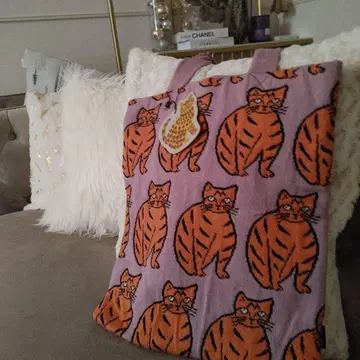 새상품! 고양이 패턴 니트 토트백 마츠오 미유키