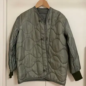 빈티지 올리브 그린 퀼팅 자켓 XS 밀리터리 카키