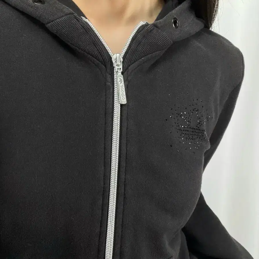 Adidas black hooded zip-up