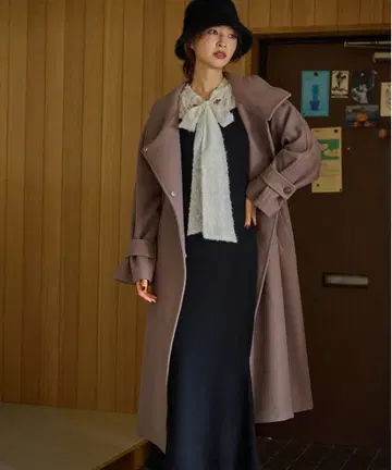 새상품 M 스탠드 넥 롱 코트 모카 mysty woman