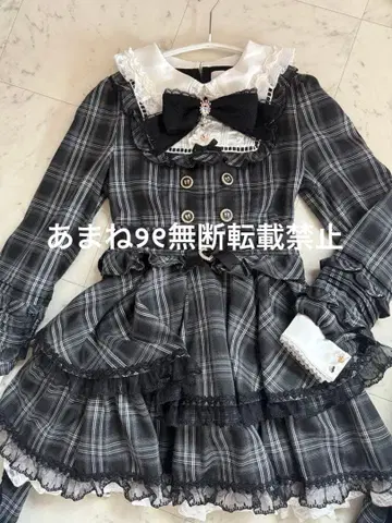 LIZLISA 스핀들 요크 티어드 원피스 블랙 체크