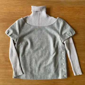 풀오버 그레이 반팔 벌룬 소매 레이어드 상의 일본제