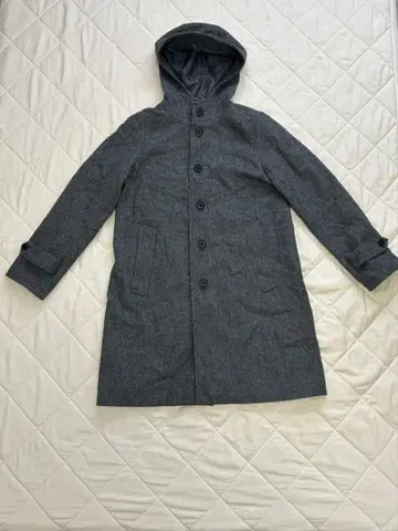 그레이 후드 부착 더플 코트