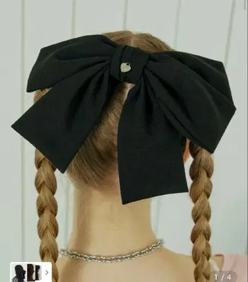 빅 리본 헤어핀 블랙