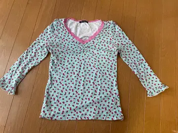 페어리 꽃무늬 V넥 긴팔 상의