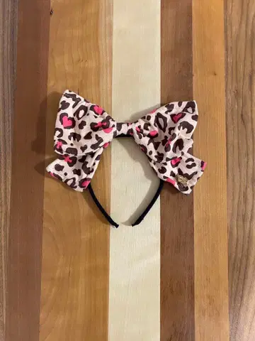 디즈니 레오파드 무늬 리본 머리띠