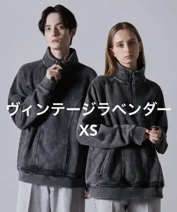 [ CLEL ] 헤비웨이트 빈티지 디자인 하프 지퍼 라벤더 XS