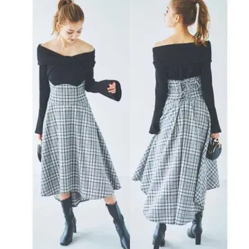 [ dazzlin ] 트위스트 컬러 오프숄더 2way 원피스 S 사이즈