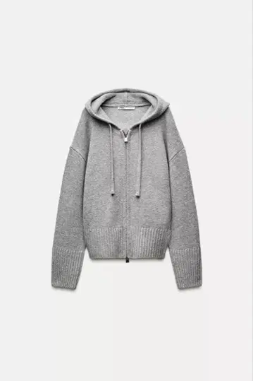 ZARA 후드 부착 니트 자켓