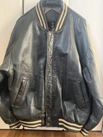 블랙 레더 봄버 자켓
