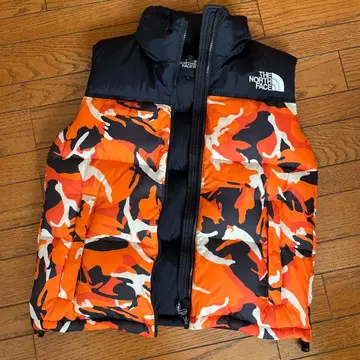 THE NORTH FACE 오렌지 카모 다운 베스트 클리닝 완료
