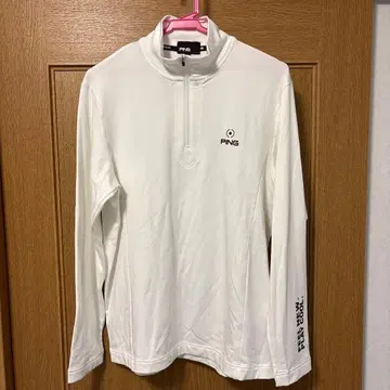 PING 화이트 하프 지퍼 긴팔 셔츠