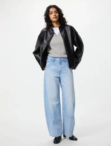 유니클로 배기 가브리진스 블루 23