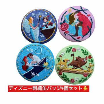 디즈니 자수 캔뱃지 4개 세트