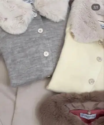 millebonheur 미사용 새상품 퍼 카라 부착 가디건 그레이