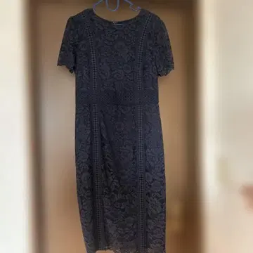 블랙 레이스 드레스와 네이비 자켓 세트 셋업