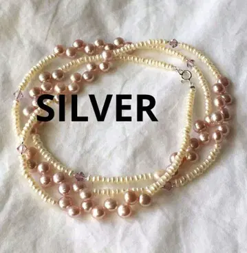 빈티지 양귀비 펄 실버 목걸이 SILVER 핑크 펄