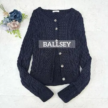 BALLSEY 레이온 케이블 니트 가디건 네이비