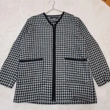 하운드 투스 패턴 롱 코트