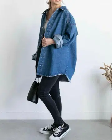 PICHI 오버 사이즈 데님 셔츠