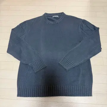 ZARA 다크 블루 워셔블 가공 크루넥 니트 M