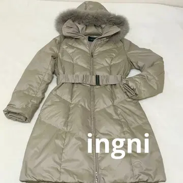 INGNI 잉그 퍼+후드 부착 허리 벨트 에코 다운 코트