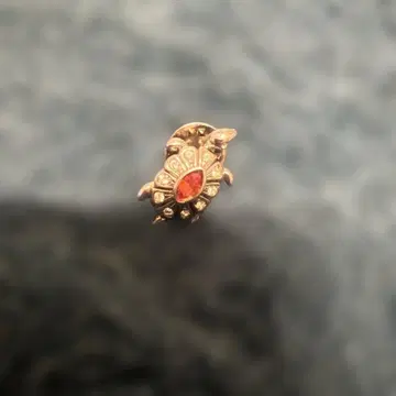 거북이 모양 핀 배지 골드 컬러 빨간색