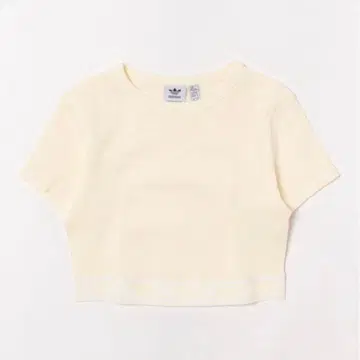 [ 미사용 ] adidas 리브 크롭 T셔츠 크림