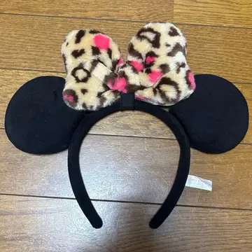 디즈니 머리띠 레오파드 무늬 리본