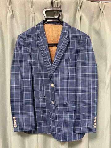 요후쿠노나미키 네이비 계열 체크 테일러드 자켓